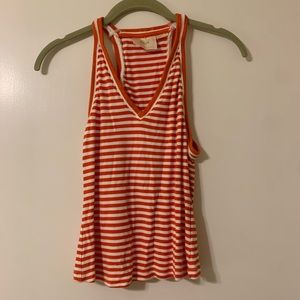 Red and white stripe knit tank